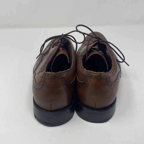 Chaps Men’s Brown Lace Up Leather Wing Tip Closed Toe Dress Shoes - Picture 6 of 13